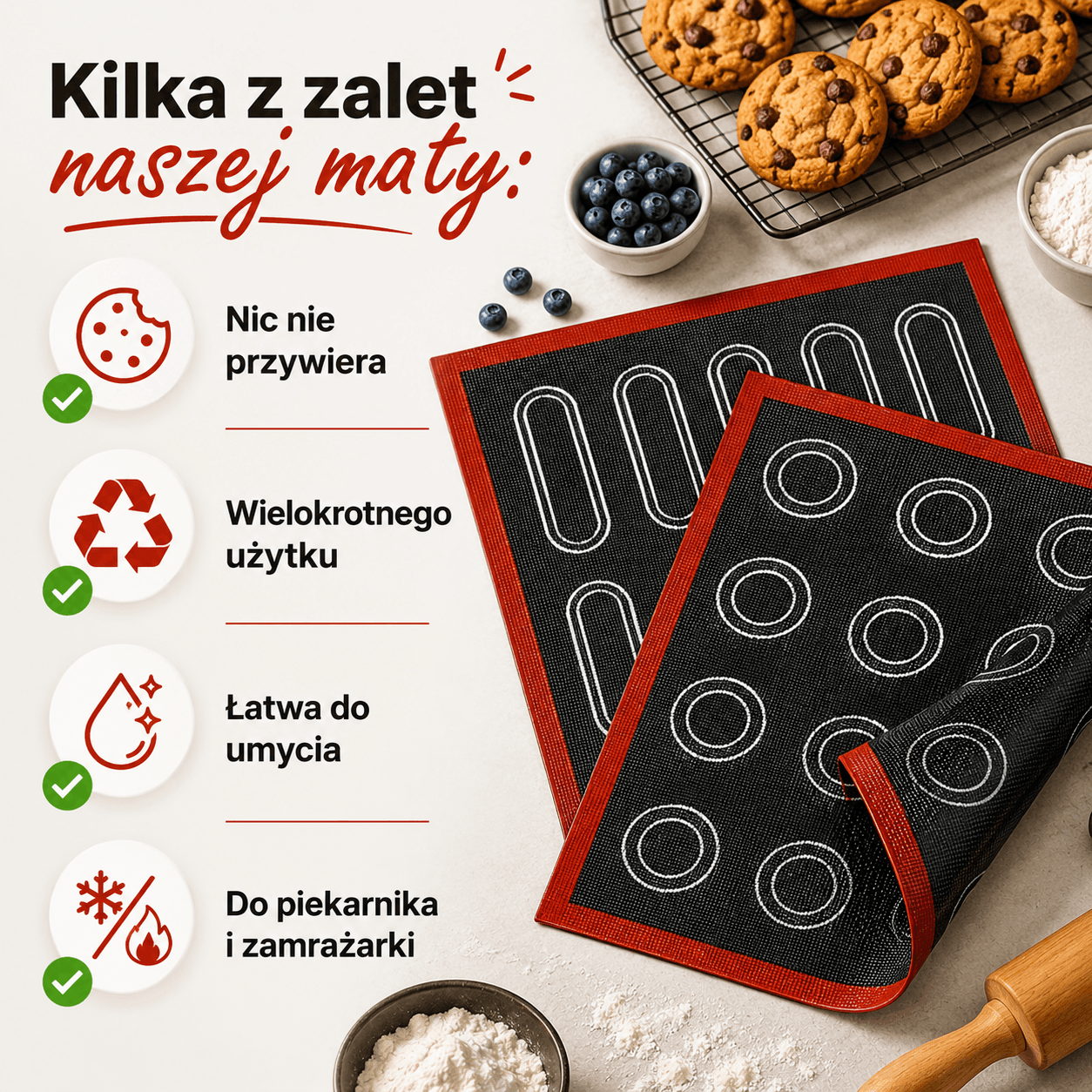 Silikonowa mata do pieczenia - koniec z przywierającym ciastem i papierem do pieczenia!